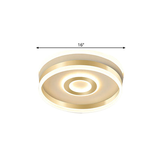 Led Gold Metallic Hoop Flush Mount Lamp In Warm/White Light 16/19.5 Wide