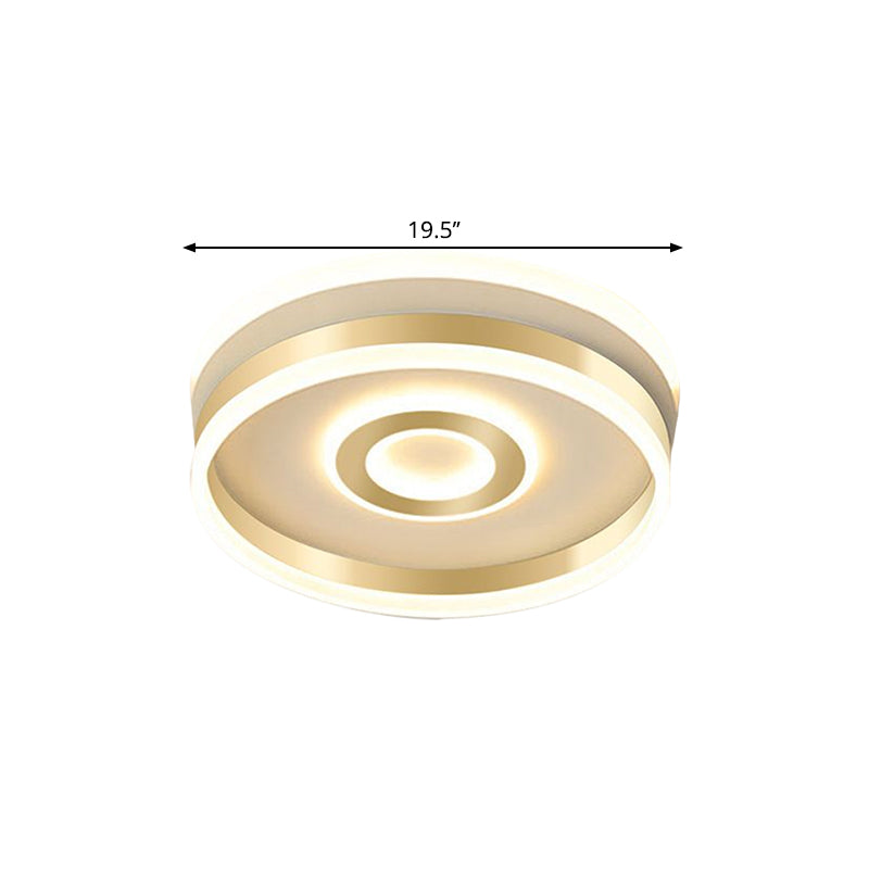 Led Gold Metallic Hoop Flush Mount Lamp In Warm/White Light 16/19.5 Wide