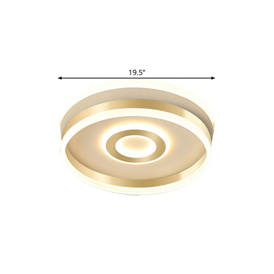 Led Gold Metallic Hoop Flush Mount Lamp In Warm/White Light 16/19.5 Wide