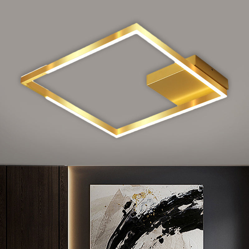 Contemporary Gold Led Ceiling Flush Light Fixture - 16/19.5 Wide Squared Cage Design (Customizable