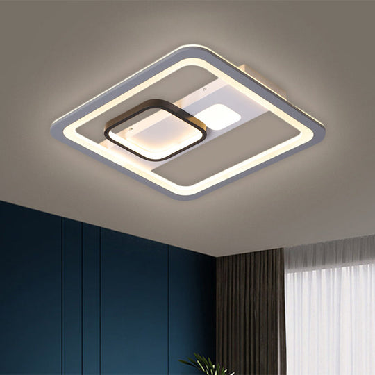 Acrylic Led Grey Ceiling Light In Warm/White - 16/19.5/23.5 Square Flush Mount / 16 White