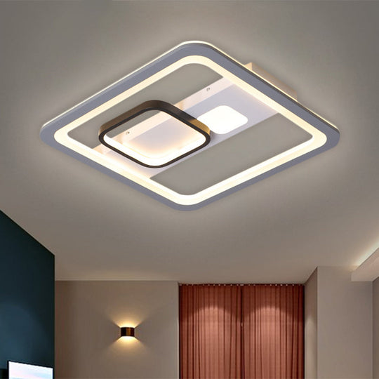 Acrylic Led Grey Ceiling Light In Warm/White - 16/19.5/23.5 Square Flush Mount