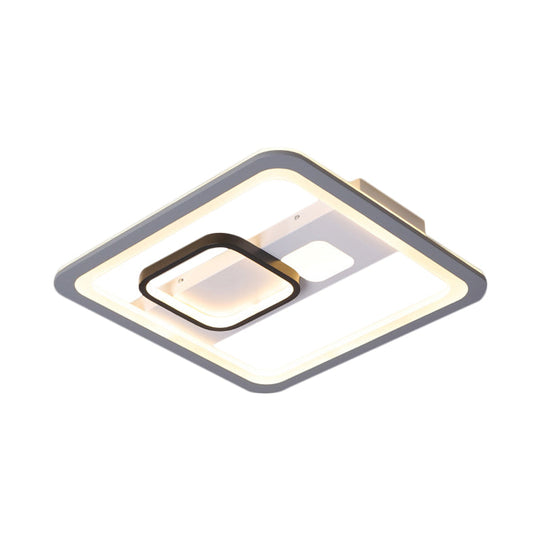 Acrylic Led Grey Ceiling Light In Warm/White - 16/19.5/23.5 Square Flush Mount