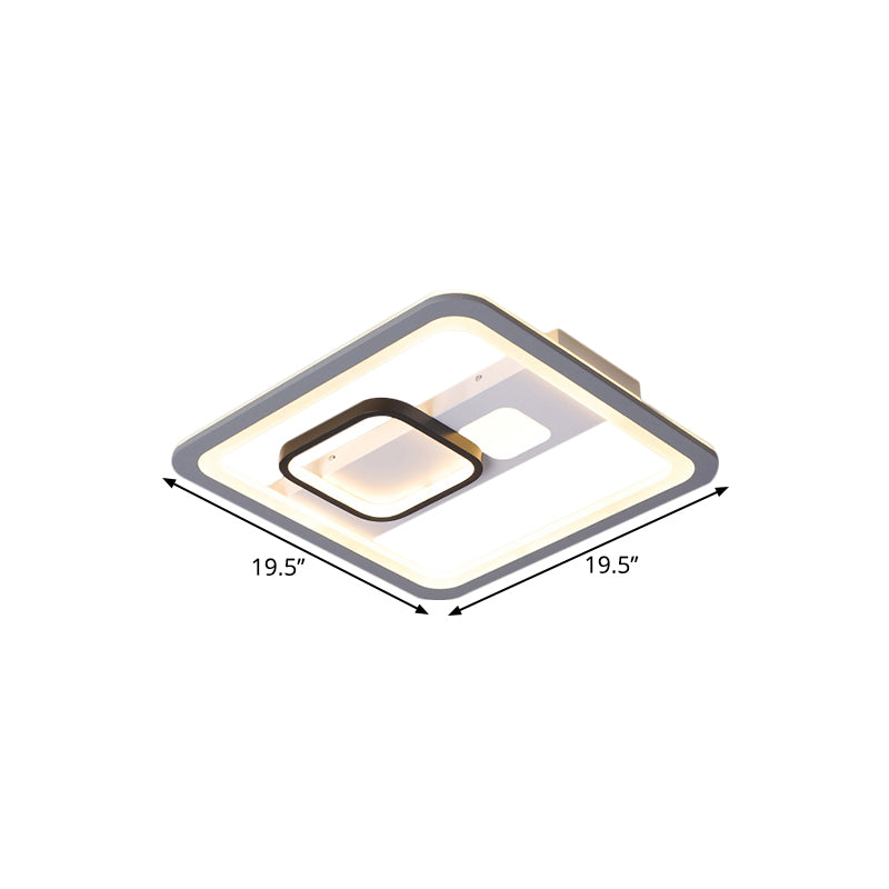 Acrylic Led Grey Ceiling Light In Warm/White - 16/19.5/23.5 Square Flush Mount