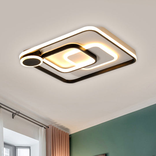 Modern Acrylic Flush Mount Nordic Lamp - Black/White LED Ceiling Light in Warm/White - 18"/21.5" Wide