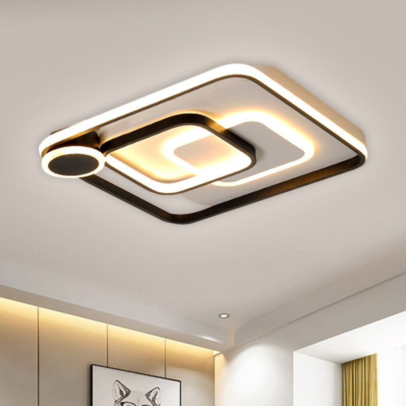 Modern Acrylic Flush Mount Nordic Lamp - Black/White Led Ceiling Light In Warm/White 18/21.5 Wide