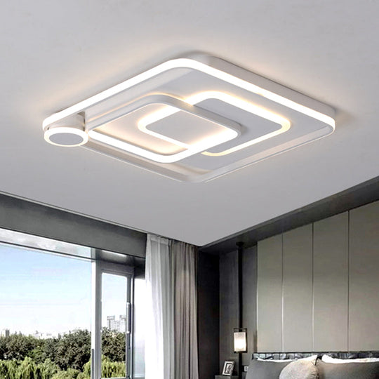 Modern Acrylic Flush Mount Nordic Lamp - Black/White Led Ceiling Light In Warm/White 18/21.5 Wide