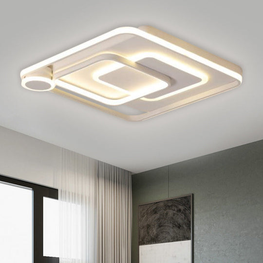 Modern Acrylic Flush Mount Nordic Lamp - Black/White Led Ceiling Light In Warm/White 18/21.5 Wide