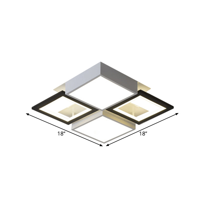 Modern Black Integrated Led Ceiling Lamp - 18/23.5 Wide Square Flush Mount Fixture In Warm/White