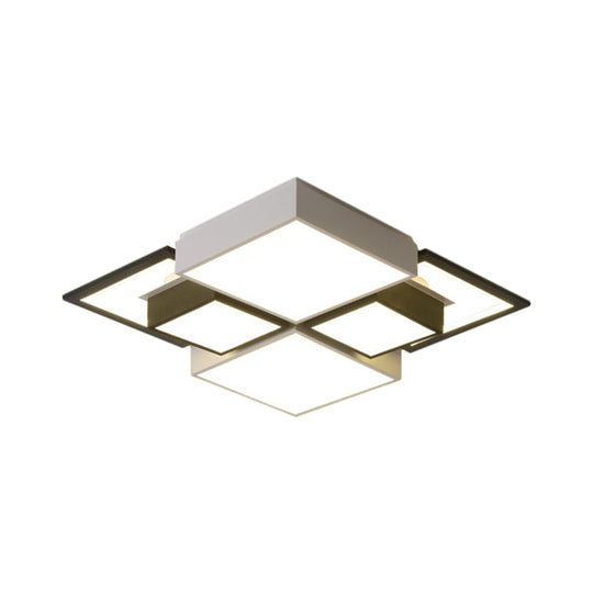 Modern Black Integrated LED Ceiling Lamp - 18"/23.5" Wide Square Flush Mount Fixture in Warm/White Light