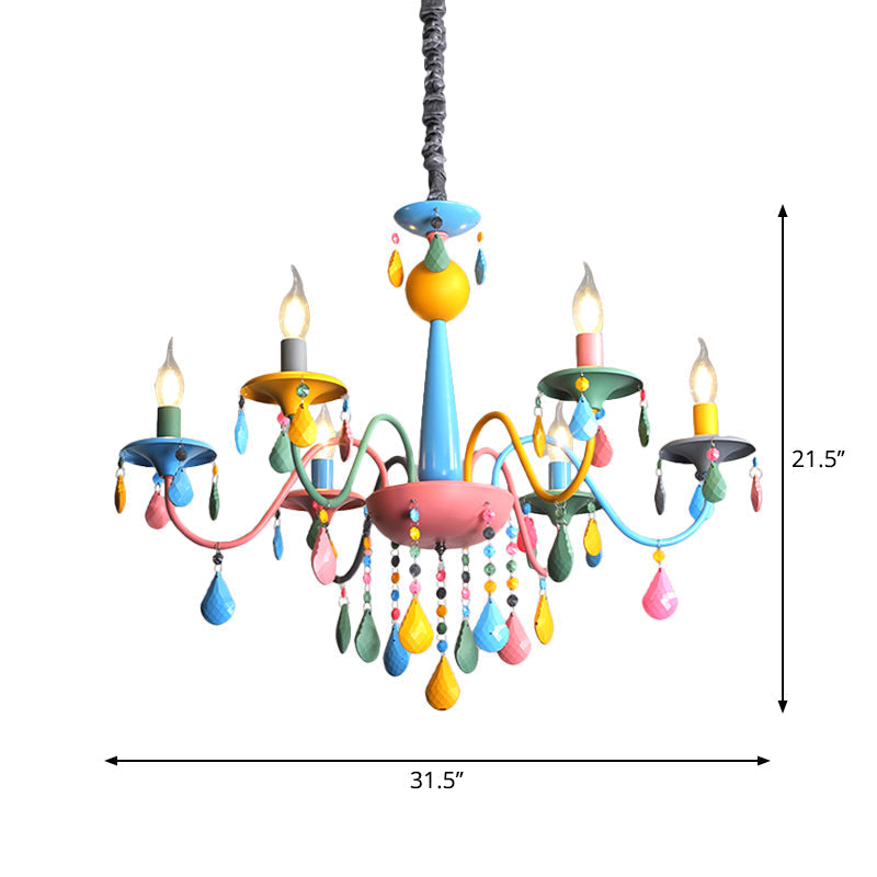 Colorful Curved Chandelier Lights: Pink And Yellow Metallic Pendant Lamp With Or Without Shade