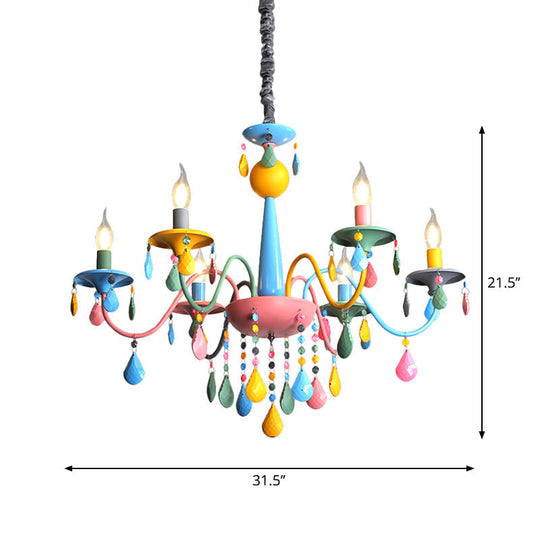 Colorful Curved Chandelier Lights: Pink And Yellow Metallic Pendant Lamp With Or Without Shade