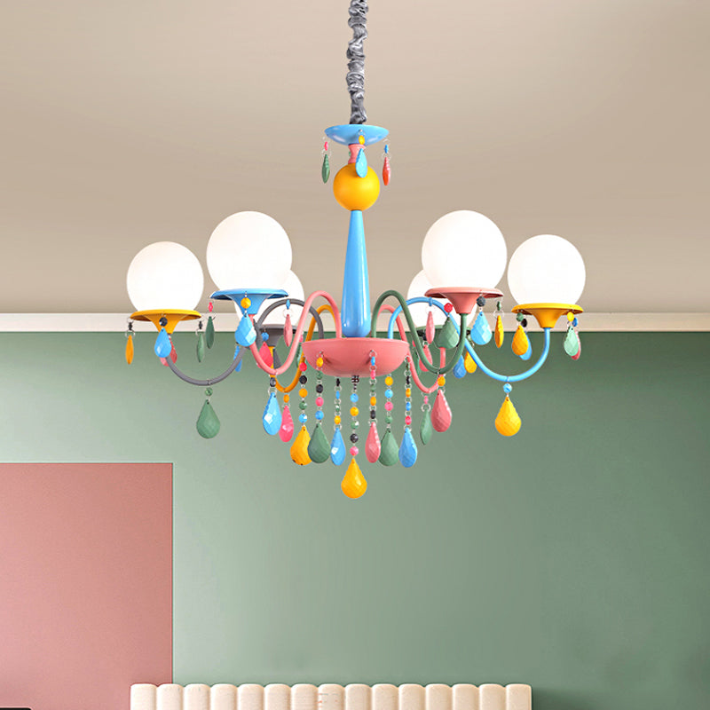 Colorful Curved Chandelier Lights: Pink And Yellow Metallic Pendant Lamp With Or Without Shade