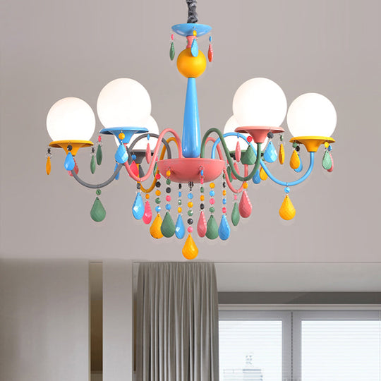 Colorful Curved Chandelier Lights: Pink And Yellow Metallic Pendant Lamp With Or Without Shade