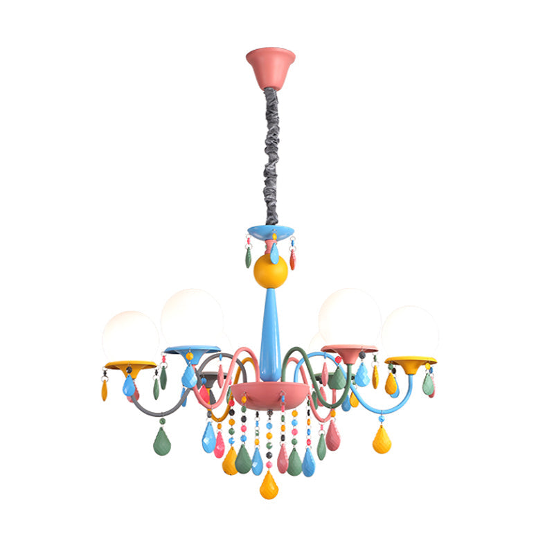 Colorful Curved Chandelier Lights: Pink And Yellow Metallic Pendant Lamp With Or Without Shade