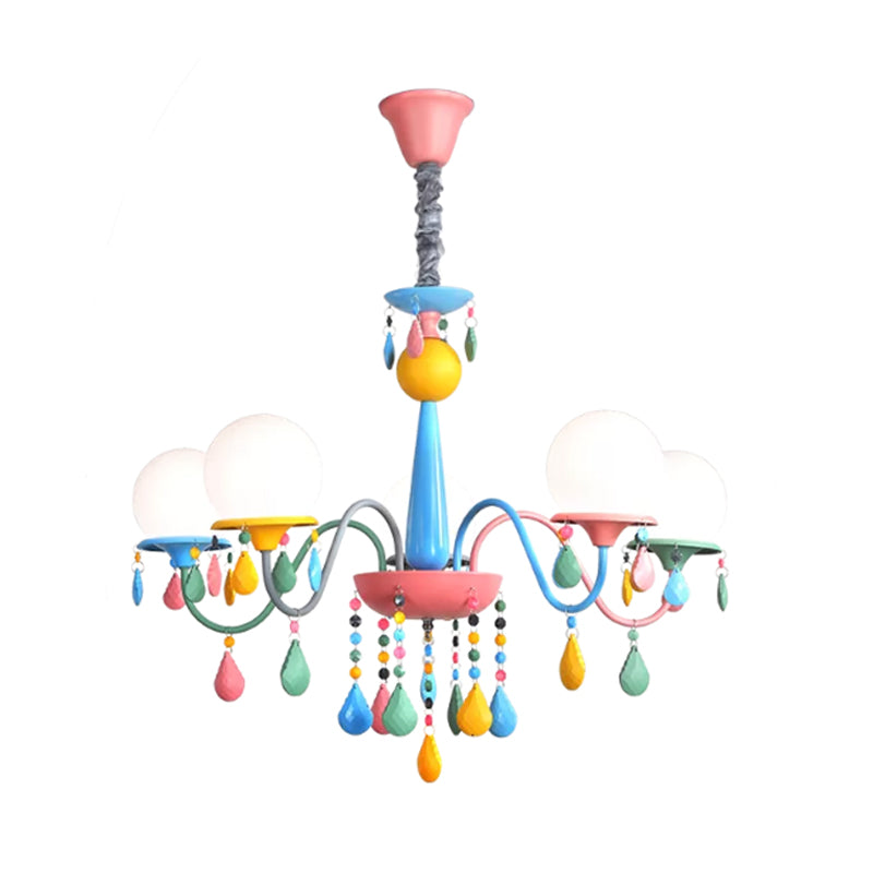 Colorful Curved Chandelier Lights: Pink And Yellow Metallic Pendant Lamp With Or Without Shade