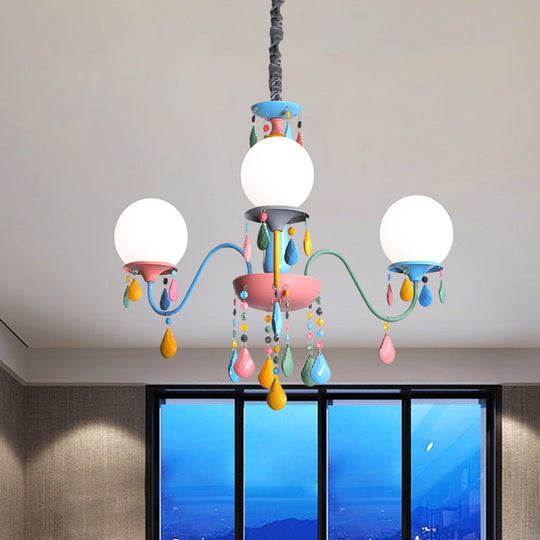 Colorful Curved Chandelier Lights: Pink And Yellow Metallic Pendant Lamp With Or Without Shade