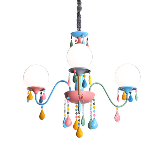 Colorful Curved Chandelier Lights: Pink And Yellow Metallic Pendant Lamp With Or Without Shade