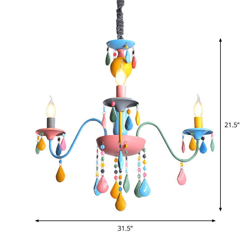 Colorful Curved Chandelier Lights: Pink And Yellow Metallic Pendant Lamp With Or Without Shade