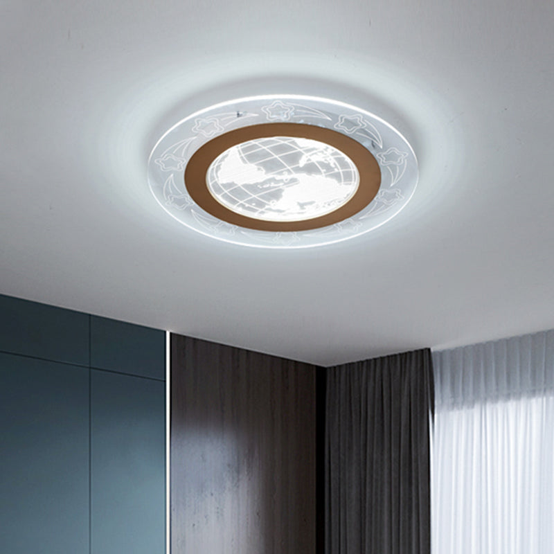 Modern Acrylic Round Flush Ceiling Light With Nordic Led Flower And Globe Design - Warm/White