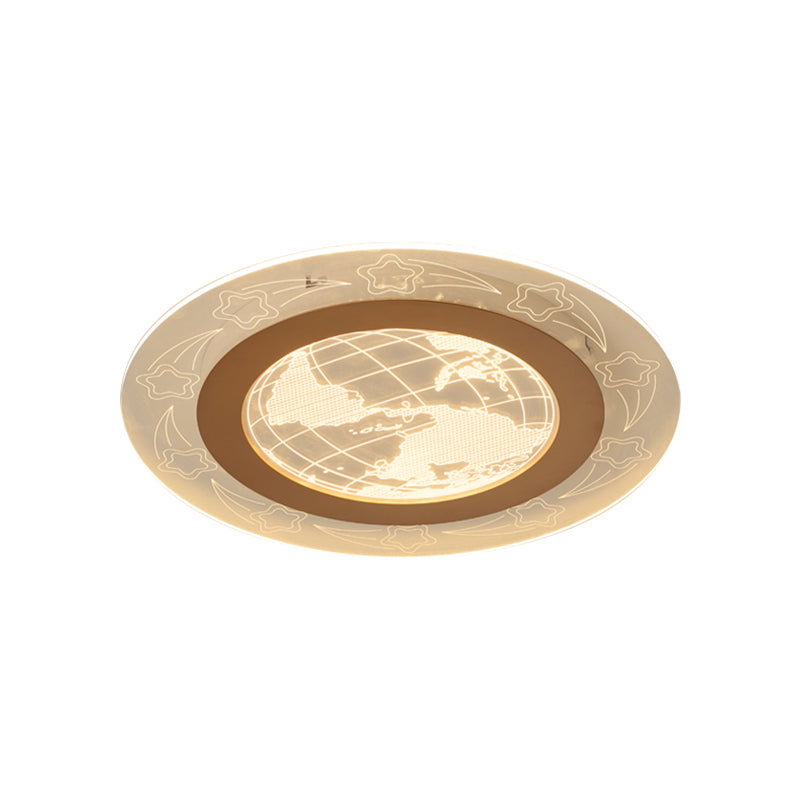 Modern Acrylic Round Flush Ceiling Light With Nordic Led Flower And Globe Design - Warm/White