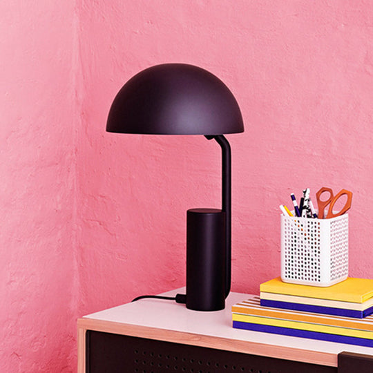 Modernist Dome Iron Night Task Lighting 1-Light Black/White/Pink Desk Light With Cylinder Base