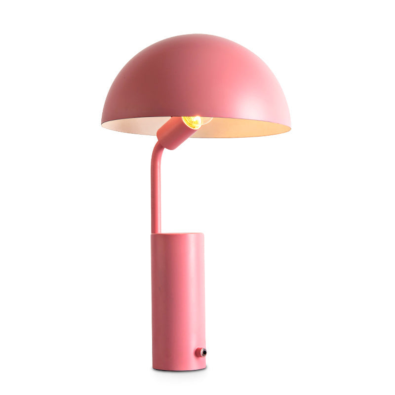 Modernist Dome Iron Night Task Lighting 1-Light Black/White/Pink Desk Light With Cylinder Base