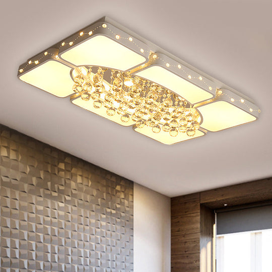 Minimalist LED White Ceiling Light with Crystal Accents