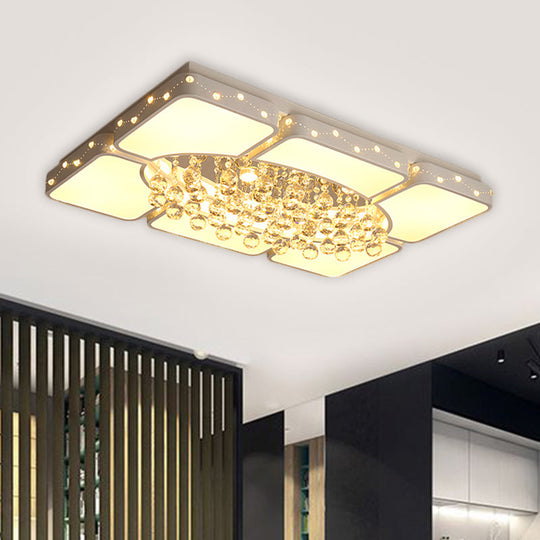 Minimalist LED White Ceiling Light with Crystal Accents