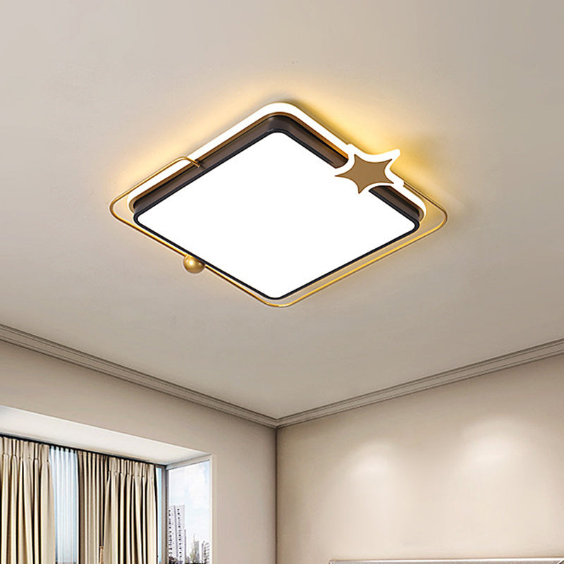 Modernist Acrylic LED Bedroom Flushmount Lighting in Black, with Round/Square Flush Mount, Warm/White Light