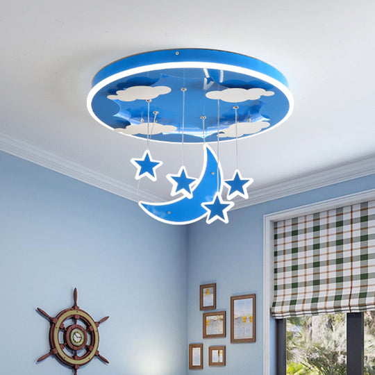 Starry Sky Led Acrylic Pendant Light For Childrens Room In Pink/Blue