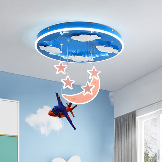 Starry Sky Led Acrylic Pendant Light For Childrens Room In Pink/Blue