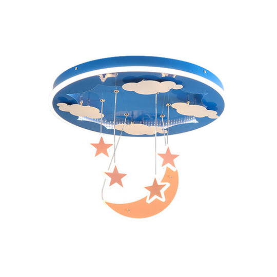 Starry Sky Led Acrylic Pendant Light For Childrens Room In Pink/Blue