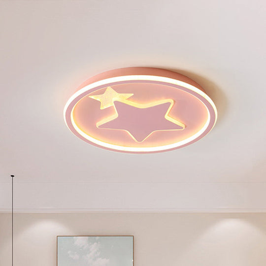 Modern Star Ceiling Light: Acrylic Led Cartoon Lamp In Black/Pink/Blue Pink