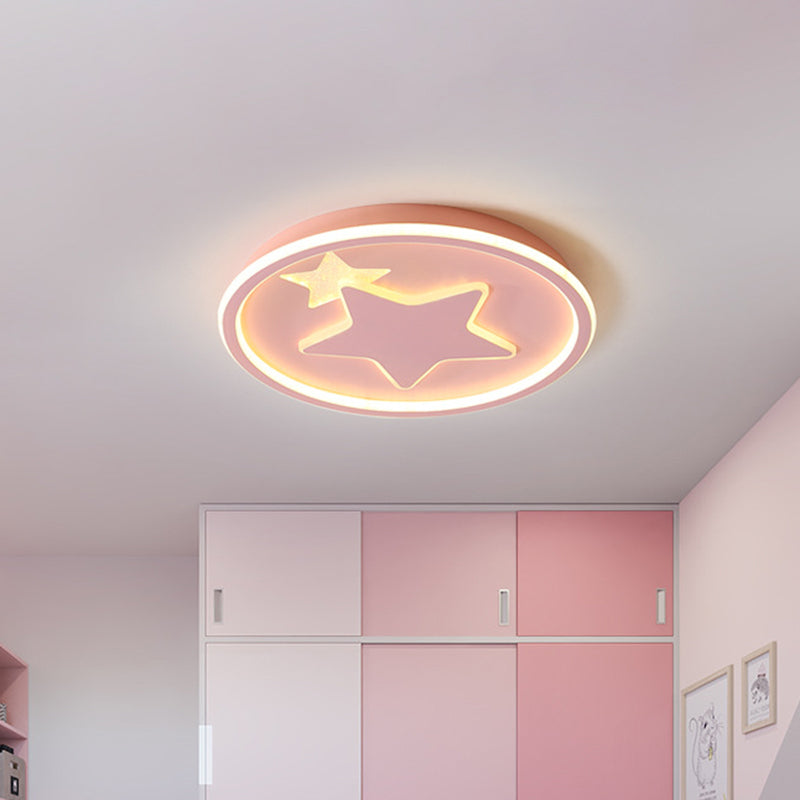 Modern Star Ceiling Light: Acrylic Led Cartoon Lamp In Black/Pink/Blue