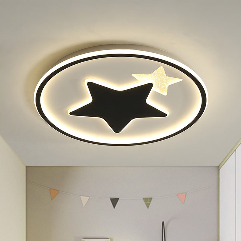 Modern Star Ceiling Light: Acrylic Led Cartoon Lamp In Black/Pink/Blue Black