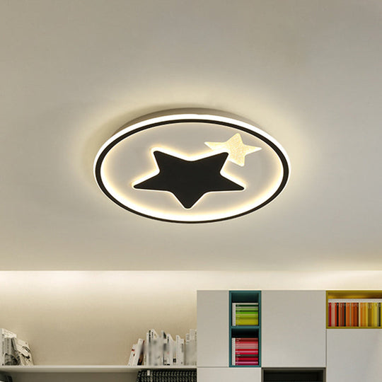 Modern Star Ceiling Light: Acrylic Led Cartoon Lamp In Black/Pink/Blue