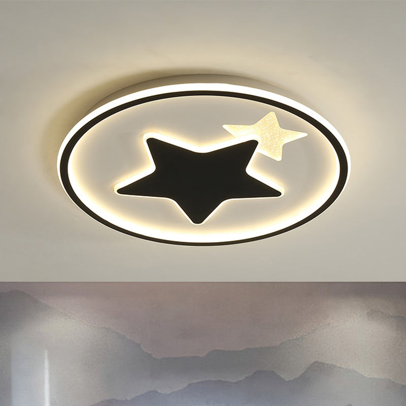 Modern Star Ceiling Light: Acrylic Led Cartoon Lamp In Black/Pink/Blue