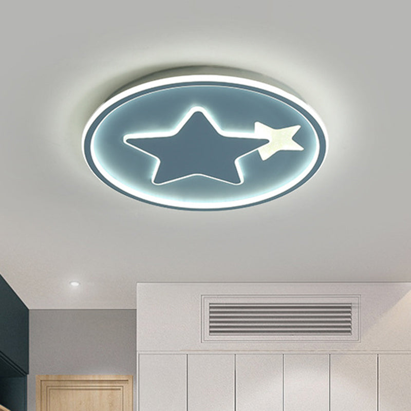 Modern Star Ceiling Light: Acrylic Led Cartoon Lamp In Black/Pink/Blue Blue