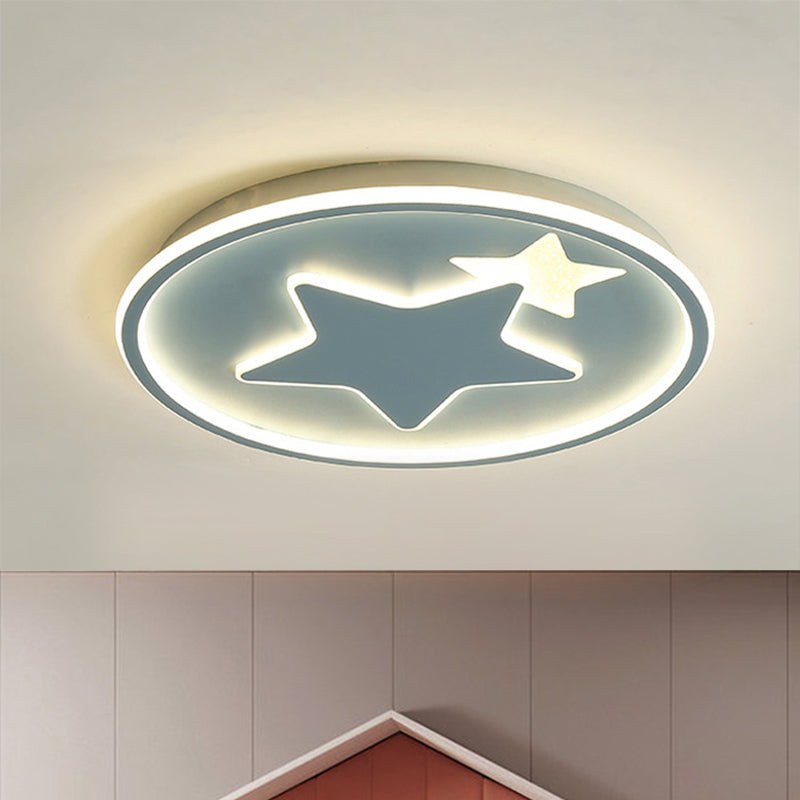 Modern Star Ceiling Light: Acrylic Led Cartoon Lamp In Black/Pink/Blue