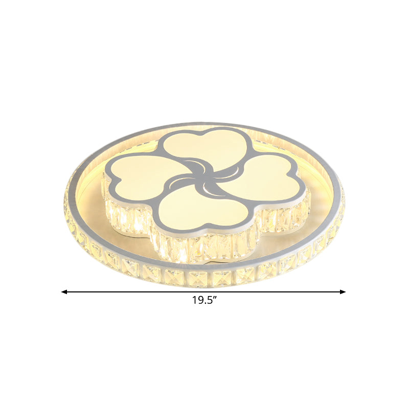 Plafonnier LED Clover en cristal taillé à la main de style moderniste - Éclairage blanc/chaud