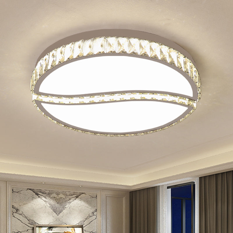 Contemporary Crystal Flushmount Ceiling Fixture in Chrome with Warm/White Light - Ideal for Drawing Room