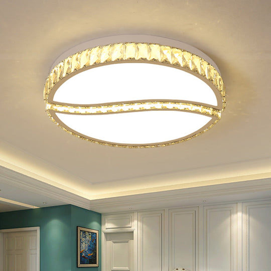 Contemporary Crystal Flushmount Ceiling Fixture in Chrome with Warm/White Light - Ideal for Drawing Room