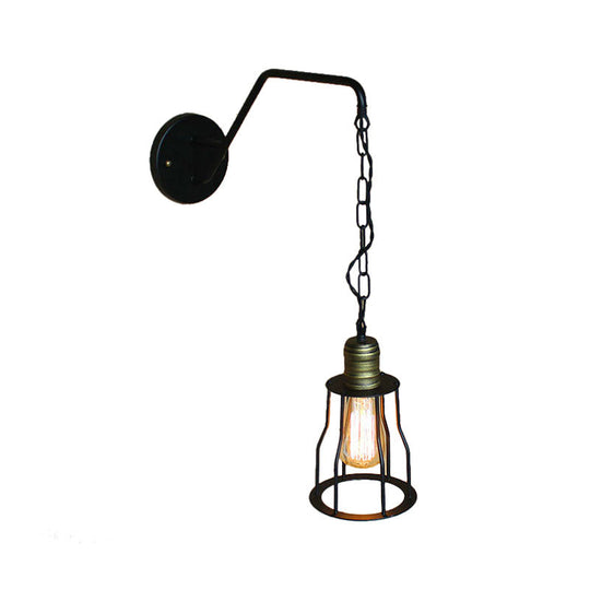 Industrial Style Black Triangle Globe Cage Sconce For Coffee Shop Wall Mount