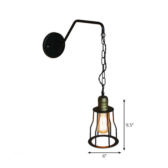 Industrial Style Black Triangle Globe Cage Sconce For Coffee Shop Wall Mount