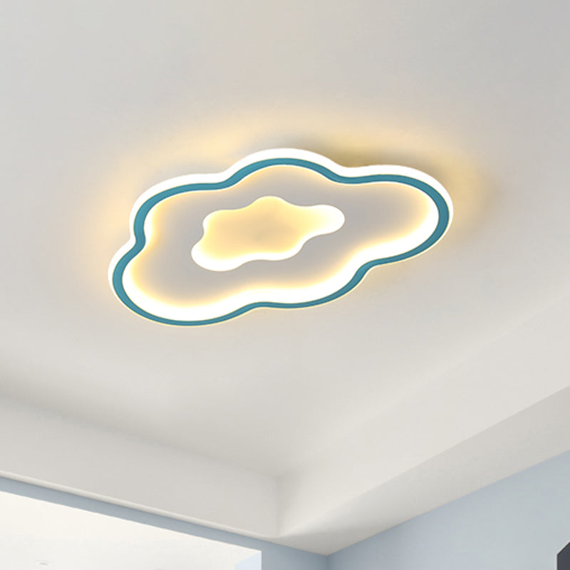 Cloud Kids Bedroom LED Cartoon Flush Mount Lighting Fixture in Pink/Blue