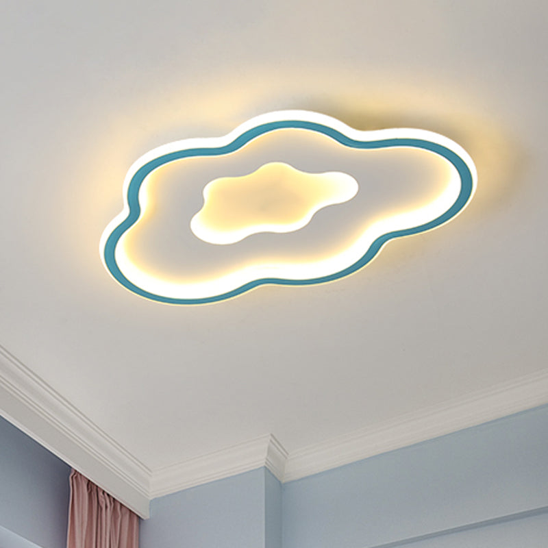 Cloud Kids Bedroom LED Cartoon Flush Mount Lighting Fixture in Pink/Blue