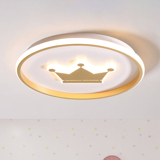 Gold/Coffee Crown & Monkey LED Ceiling Light for Kid's Bedroom