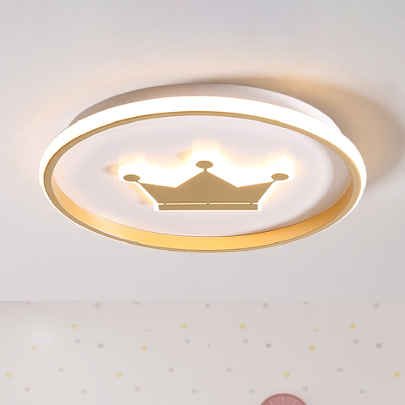 Gold/Coffee Crown & Monkey Led Ceiling Light For Kids Bedroom Gold