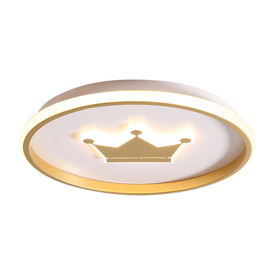 Gold/Coffee Crown & Monkey LED Ceiling Light for Kid's Bedroom